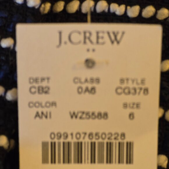 J CREW STRIPED TWEED LADY JACKET SIZE 6 BLUE WHITE BUTTON CLOSURE NWT - Picture 9 of 10